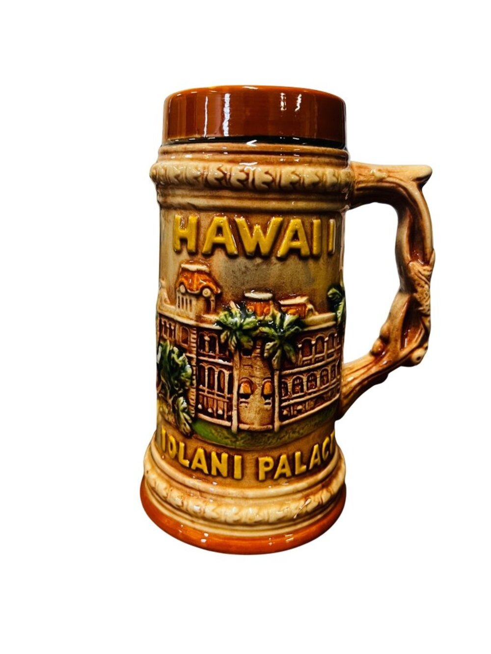 Vintage ceramic beer stein, Iolani Palace, Hawaii, made in Japan, EUC
